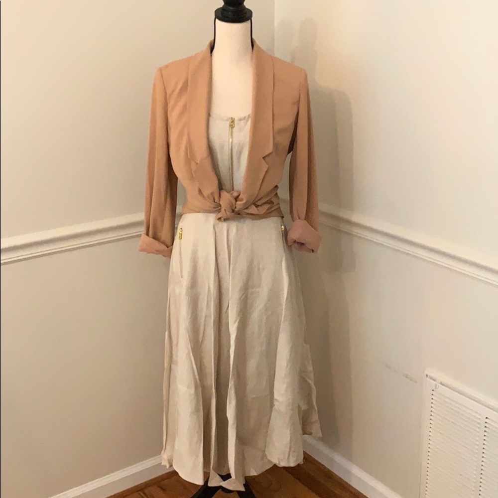 NWT Joan Vass Linen Blend Midi Shift Dress